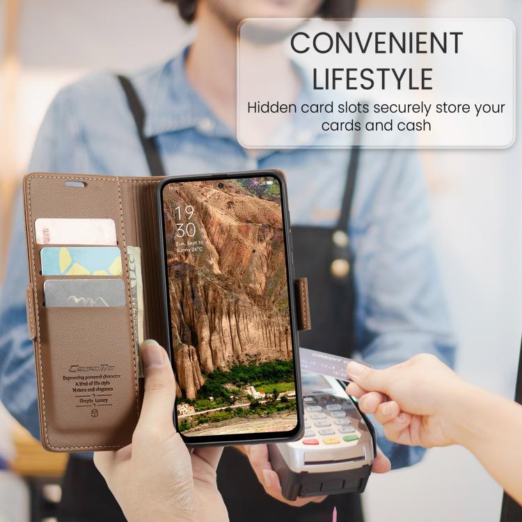 For OPPO Reno13 CaseMe 023 Butterfly Buckle Litchi Texture RFID Anti-theft Leather Phone Case