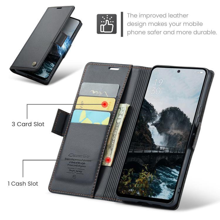 For OPPO Reno13 CaseMe 023 Butterfly Buckle Litchi Texture RFID Anti-theft Leather Phone Case