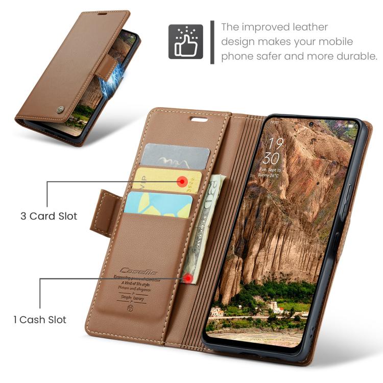 For OPPO Reno13 F 4G / 5G CaseMe 023 Butterfly Buckle Litchi Texture RFID Anti-theft Leather Phone Case
