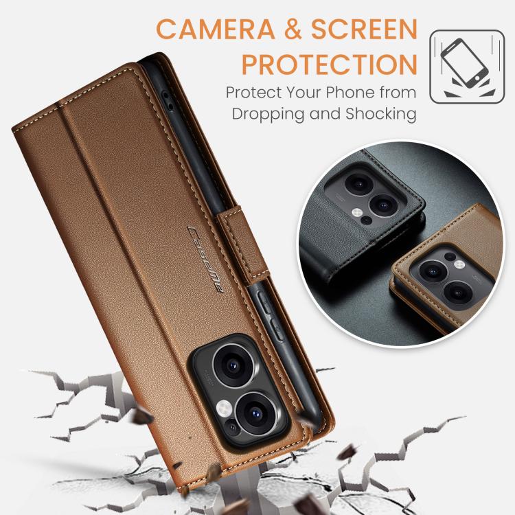 For OPPO Reno13 F 4G / 5G CaseMe 023 Butterfly Buckle Litchi Texture RFID Anti-theft Leather Phone Case
