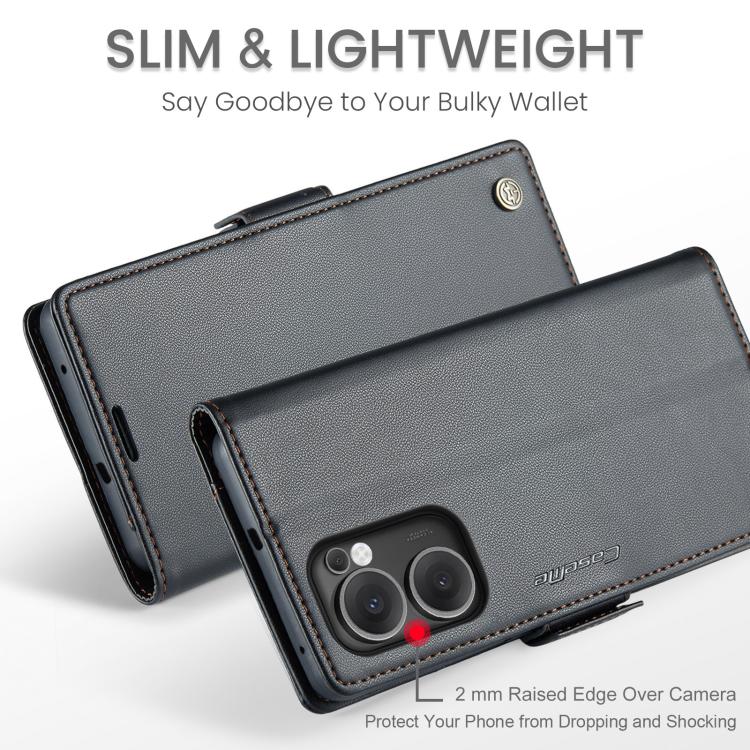 For OPPO Reno13 F 4G / 5G CaseMe 023 Butterfly Buckle Litchi Texture RFID Anti-theft Leather Phone Case