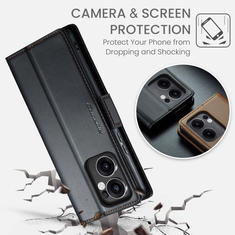 For OPPO Reno13 F 4G / 5G CaseMe 023 Butterfly Buckle Litchi Texture RFID Anti-theft Leather Phone Case