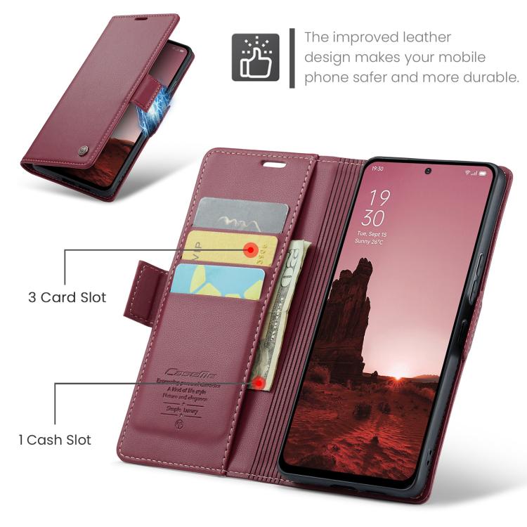 For OPPO Reno13 Pro Global CaseMe 023 Butterfly Buckle Litchi Texture RFID Anti-theft Leather Phone Case