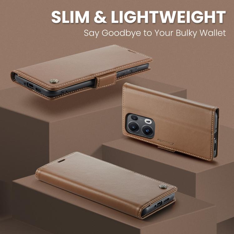 For OPPO Reno13 Pro Global CaseMe 023 Butterfly Buckle Litchi Texture RFID Anti-theft Leather Phone Case