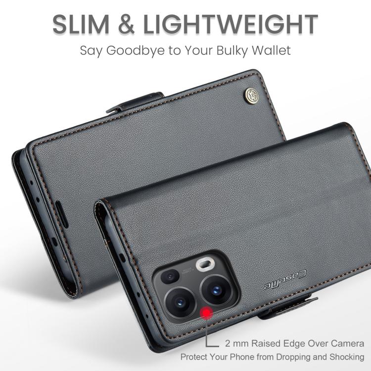 For OPPO Reno13 Pro Global CaseMe 023 Butterfly Buckle Litchi Texture RFID Anti-theft Leather Phone Case