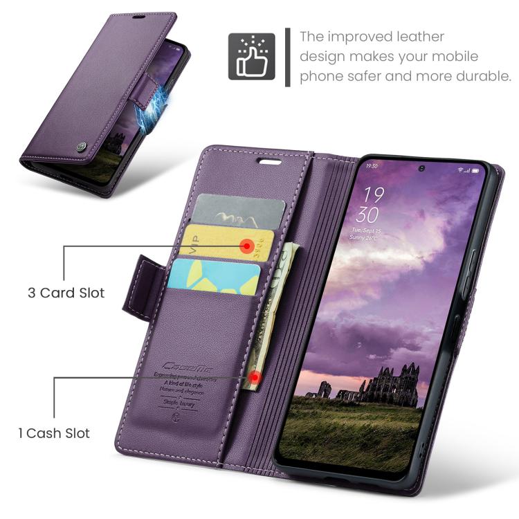 For OPPO Reno13 Pro Global CaseMe 023 Butterfly Buckle Litchi Texture RFID Anti-theft Leather Phone Case