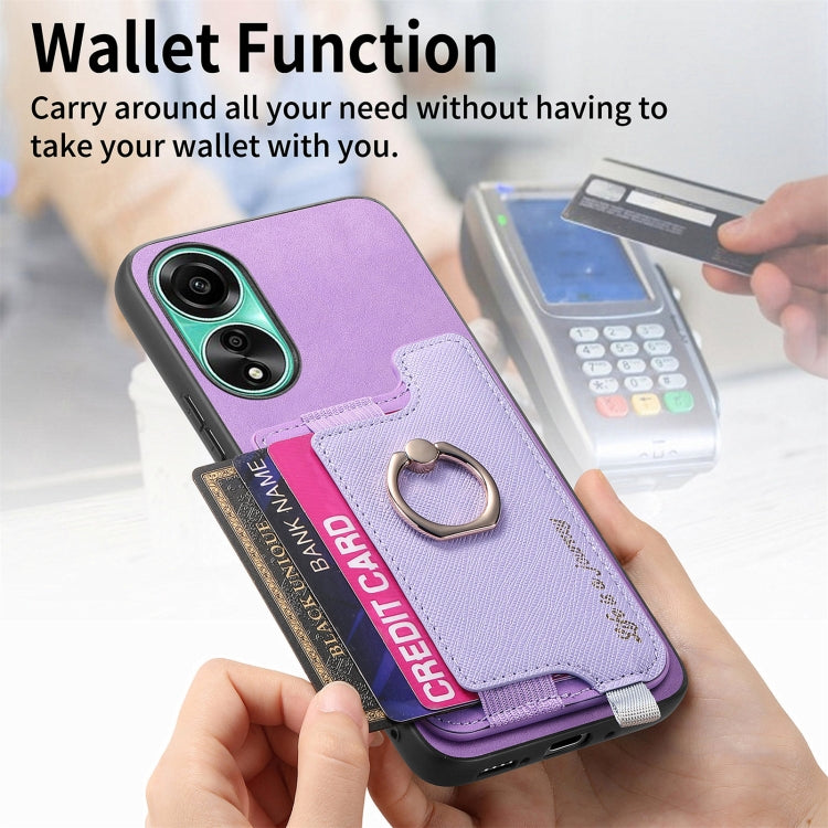For OPPO Reno12 Pro Global Retro Magsafe Cross Leather Ring Holder Card Bag Phone Case