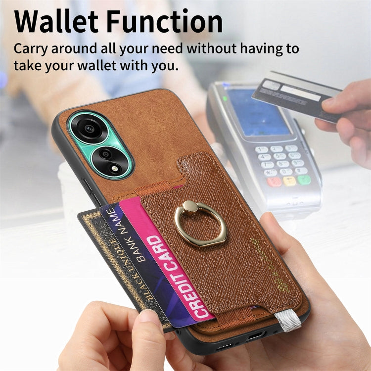 For OPPO Reno12 Global Retro Magsafe Cross Leather Ring Holder Card Bag Phone Case