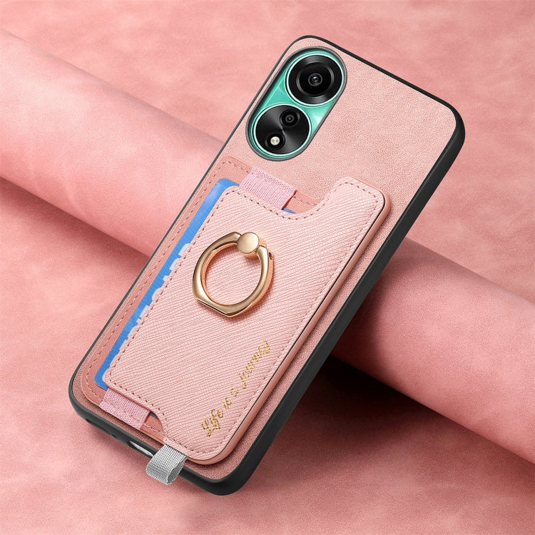 For OPPO A3 Pro Retro Magsafe Cross Leather Ring Holder Card Bag Phone Case