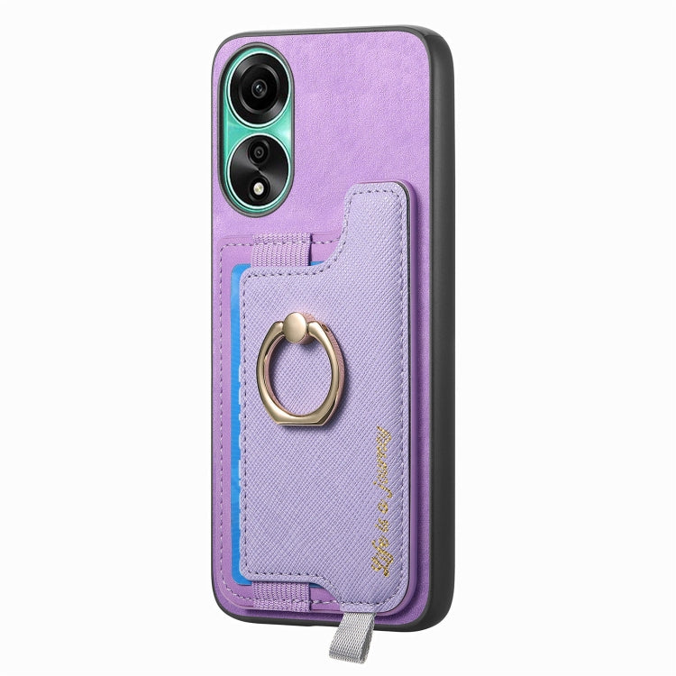 For OPPO A3 Pro Retro Magsafe Cross Leather Ring Holder Card Bag Phone Case