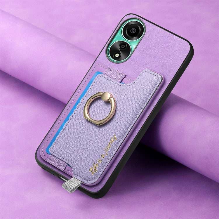 For OPPO A3 Pro Retro Magsafe Cross Leather Ring Holder Card Bag Phone Case