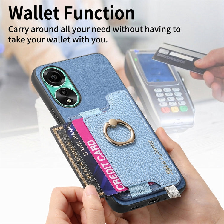 For OPPO Reno11 F Retro Magsafe Cross Leather Ring Holder Card Bag Phone Case