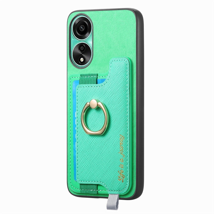 For OPPO Reno11 Global Retro Magsafe Cross Leather Ring Holder Card Bag Phone Case