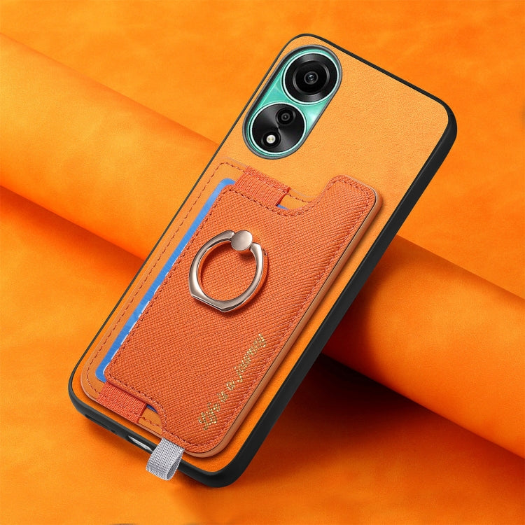 For OPPO A58 4G Retro Magsafe Cross Leather Ring Holder Card Bag Phone Case