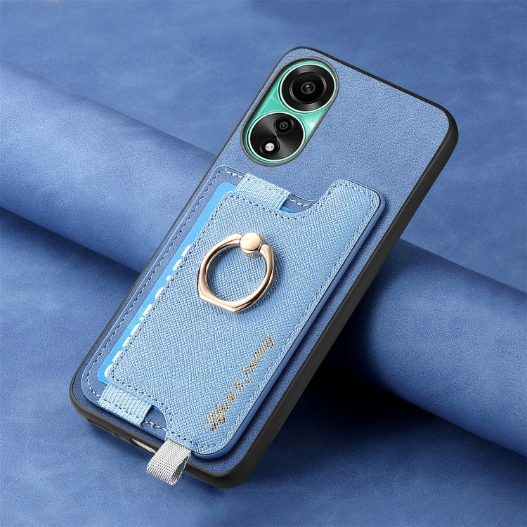 For OPPO A58 4G Retro Magsafe Cross Leather Ring Holder Card Bag Phone Case