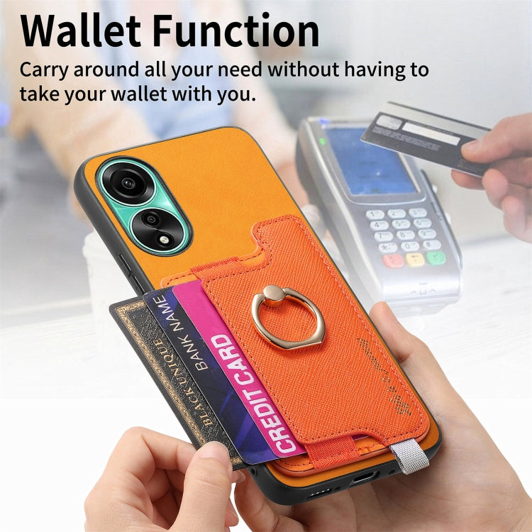 For OPPO A78 4G Retro Magsafe Cross Leather Ring Holder Card Bag Phone Case