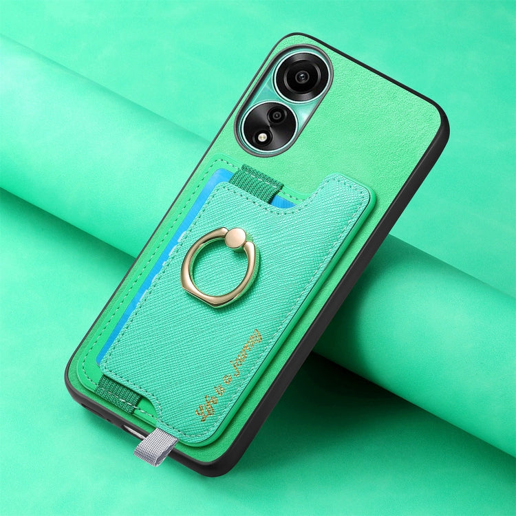 For OPPO A78 4G Retro Magsafe Cross Leather Ring Holder Card Bag Phone Case