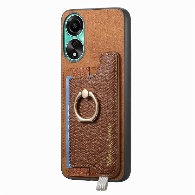 For OPPO Reno8 T / A1 Pro Retro Magsafe Cross Leather Ring Holder Card Bag Phone Case