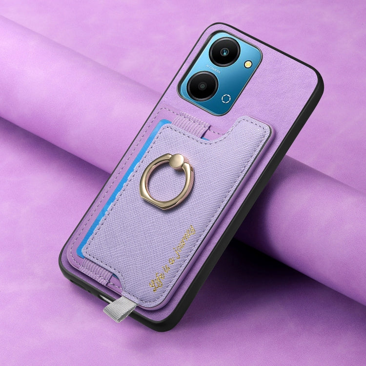 For Honor 100 Pro Retro Magsafe Cross Leather Ring Holder Card Bag Phone Case