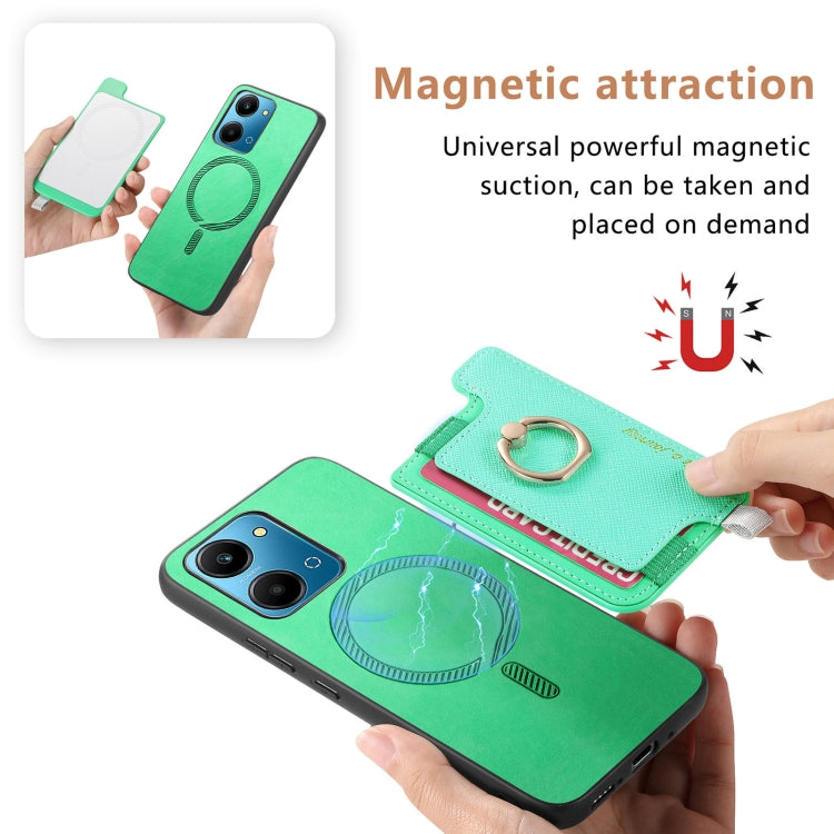For Honor 100 Pro Retro Magsafe Cross Leather Ring Holder Card Bag Phone Case