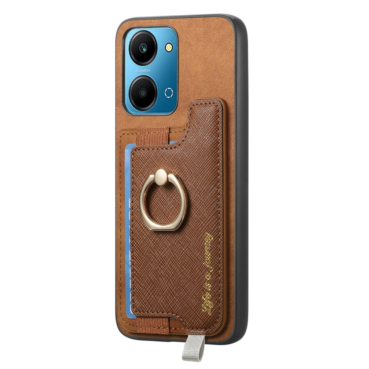 For Honor 100 Pro Retro Magsafe Cross Leather Ring Holder Card Bag Phone Case