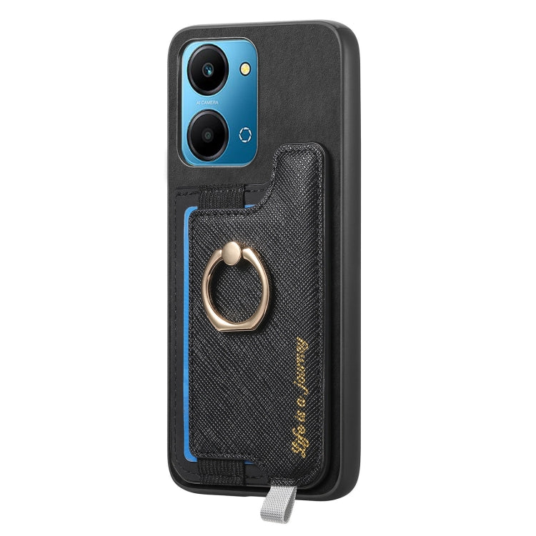For Honor 90 Pro 5G Retro Magsafe Cross Leather Ring Holder Card Bag Phone Case