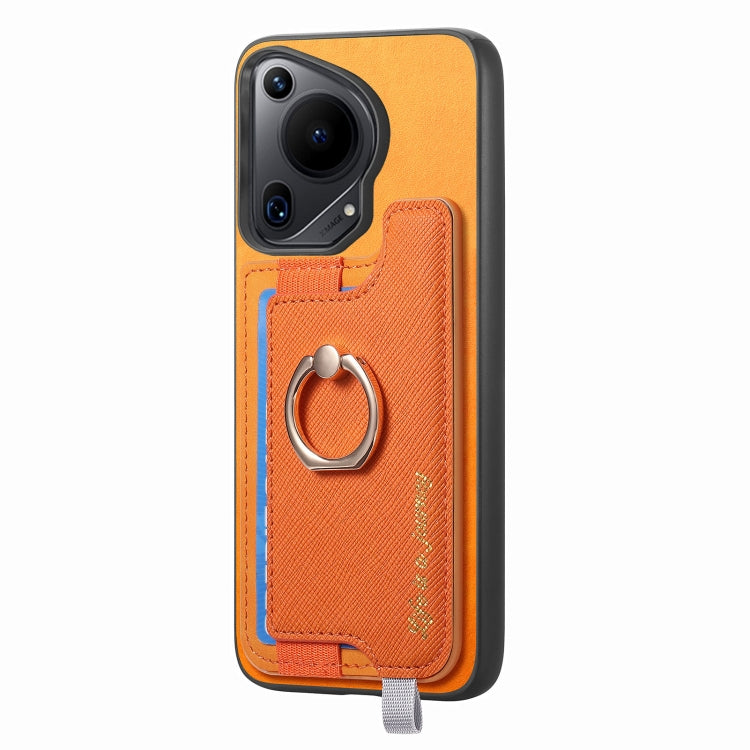 For Huawei Pura 70 Pro Retro Magsafe Cross Leather Ring Holder Card Bag Phone Case