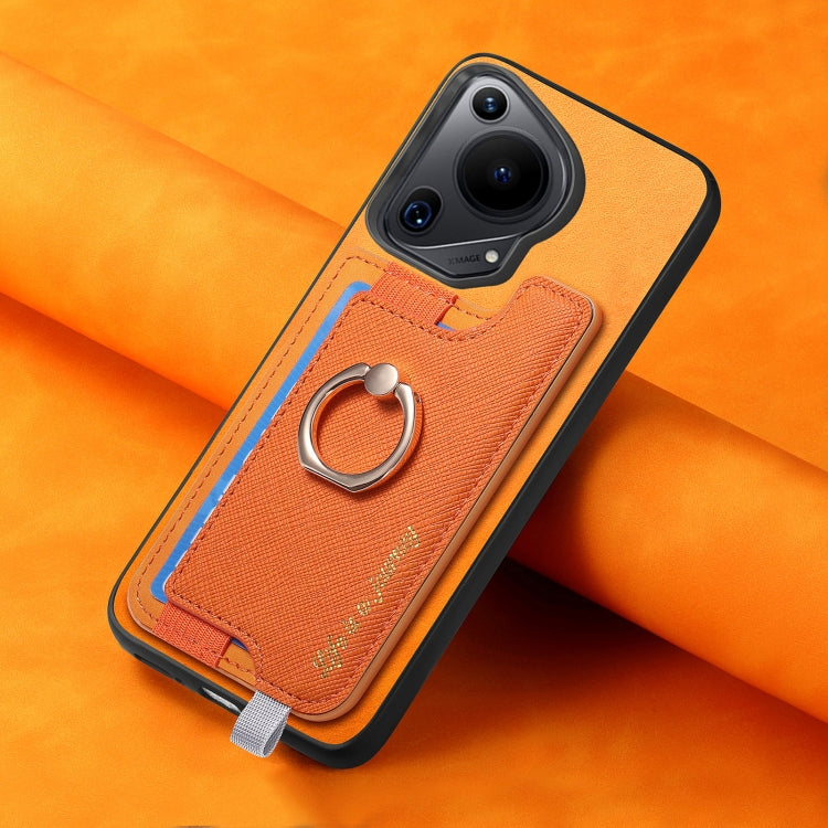 For Huawei Pura 70 Pro Retro Magsafe Cross Leather Ring Holder Card Bag Phone Case