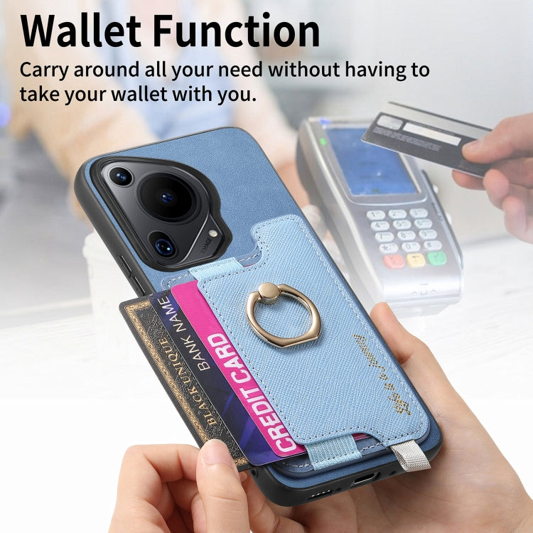 For Huawei Pura 70 Pro Retro Magsafe Cross Leather Ring Holder Card Bag Phone Case