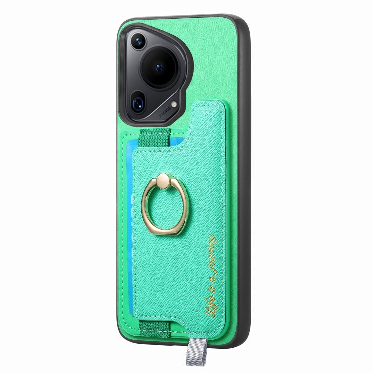 For Huawei Pura 70 Pro Retro Magsafe Cross Leather Ring Holder Card Bag Phone Case