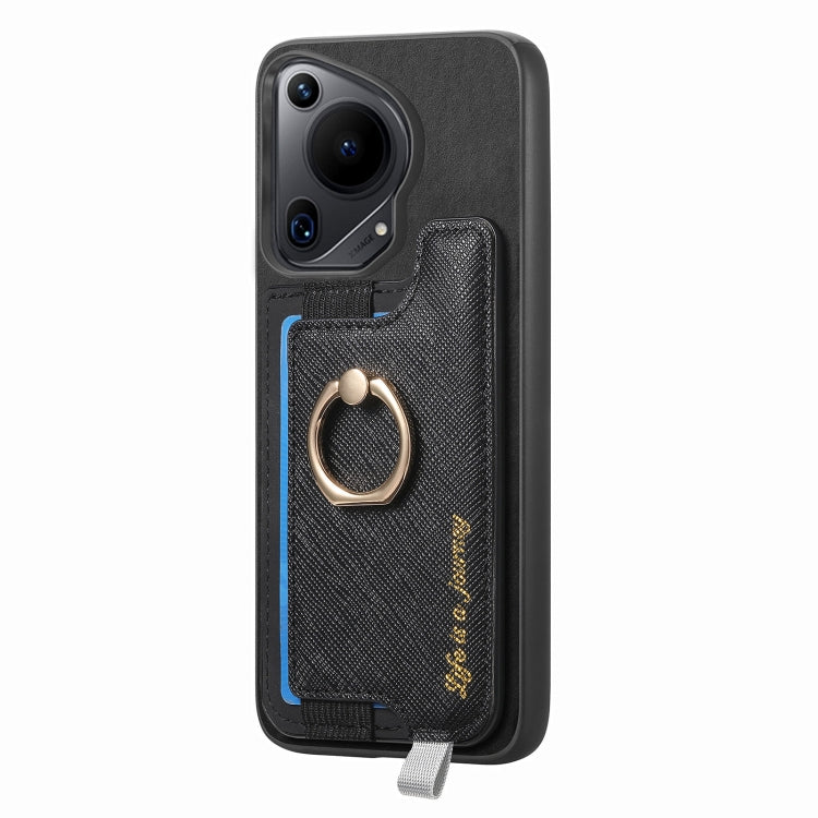 For Huawei Pura 70 Pro Retro Magsafe Cross Leather Ring Holder Card Bag Phone Case