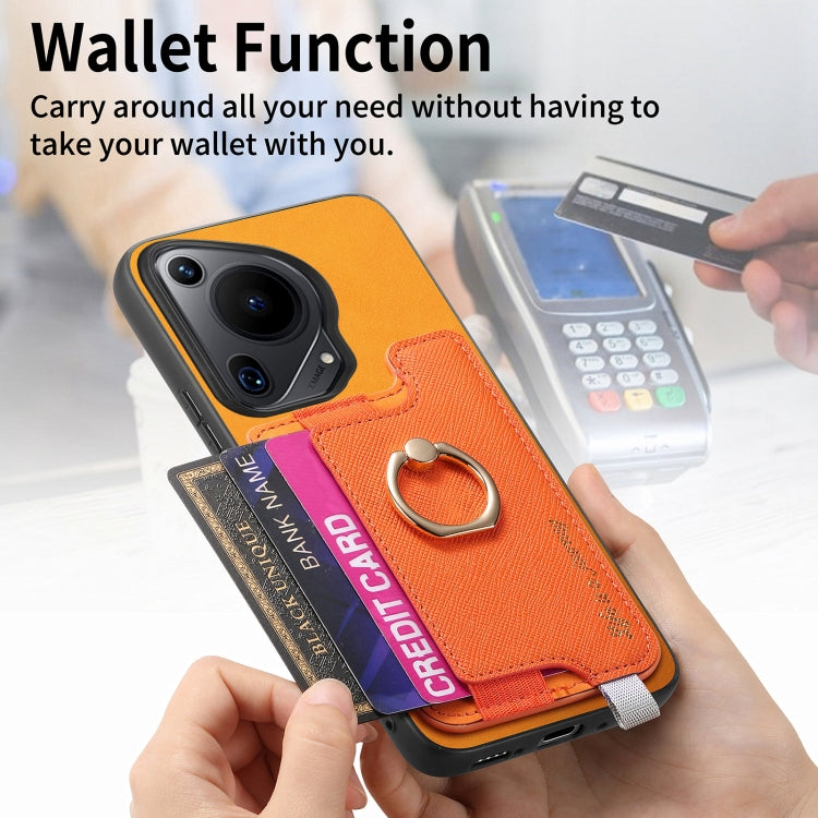 For Huawei Pura 70 Ultra Retro Magsafe Cross Leather Ring Holder Card Bag Phone Case