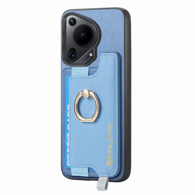 For Huawei Pura 70 Ultra Retro Magsafe Cross Leather Ring Holder Card Bag Phone Case