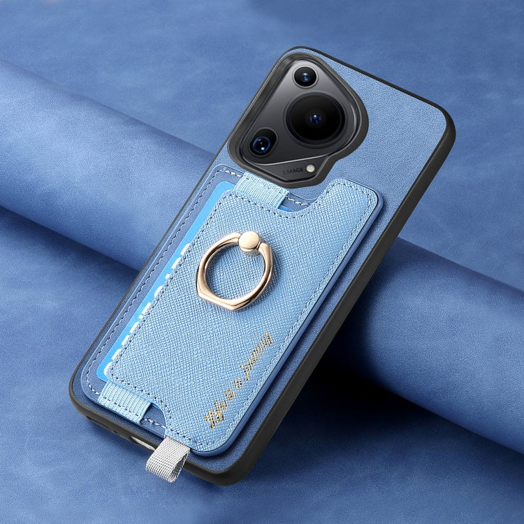 For Huawei Pura 70 Ultra Retro Magsafe Cross Leather Ring Holder Card Bag Phone Case
