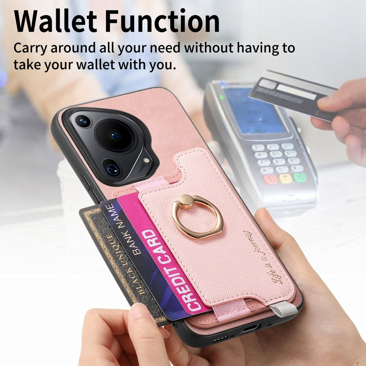 For Huawei Pura 70 Ultra Retro Magsafe Cross Leather Ring Holder Card Bag Phone Case