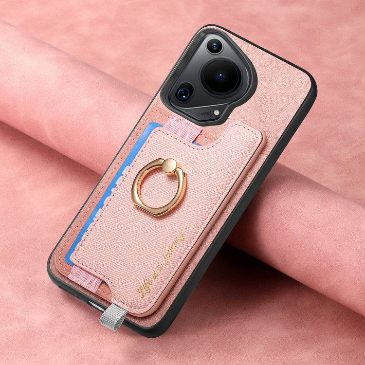 For Huawei Pura 70 Ultra Retro Magsafe Cross Leather Ring Holder Card Bag Phone Case