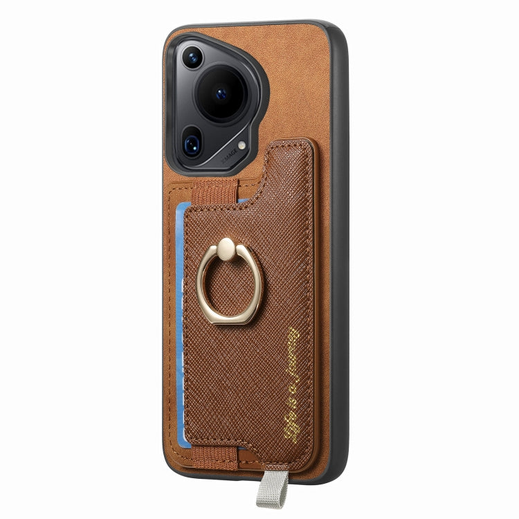 For Huawei Pura 70 Ultra Retro Magsafe Cross Leather Ring Holder Card Bag Phone Case