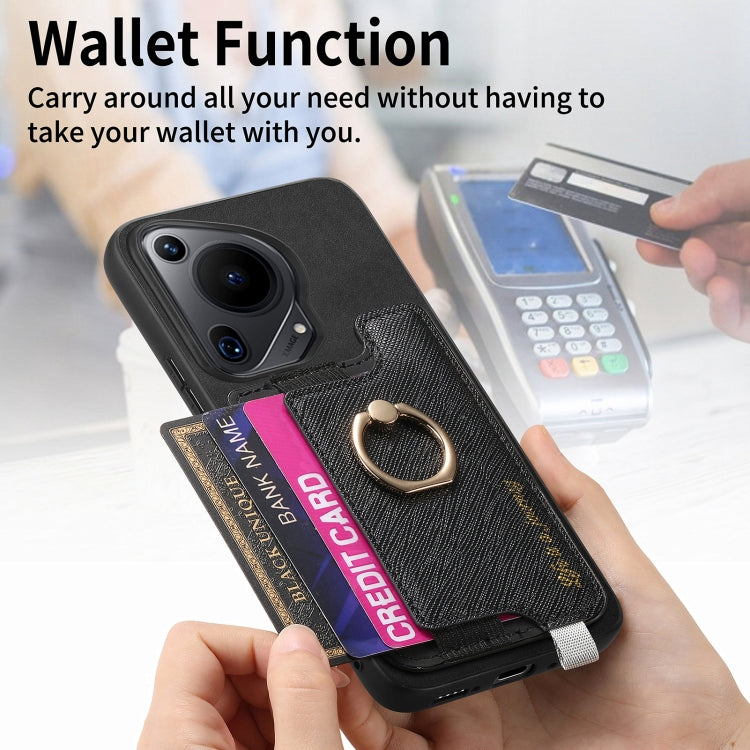 For Huawei Pura 70 Ultra Retro Magsafe Cross Leather Ring Holder Card Bag Phone Case