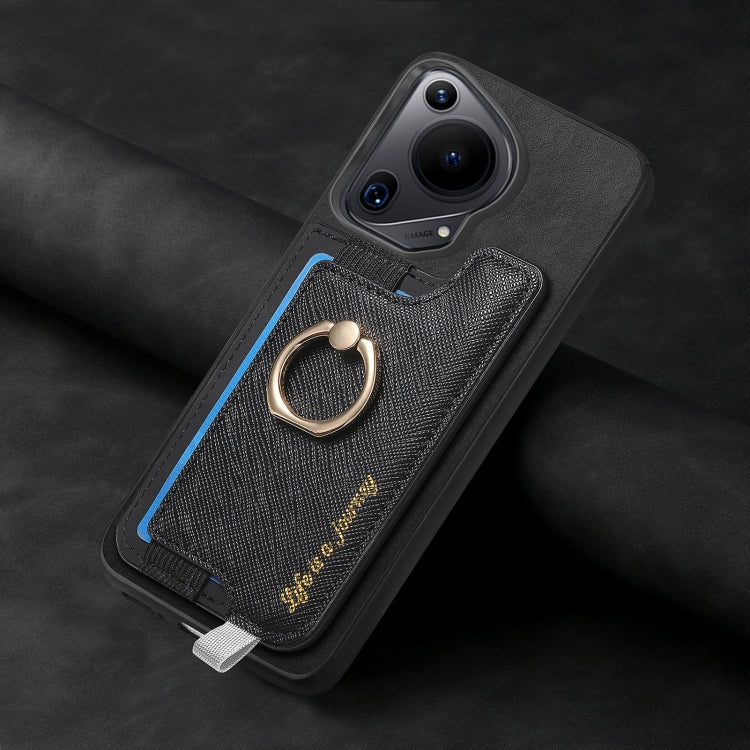 For Huawei Pura 70 Ultra Retro Magsafe Cross Leather Ring Holder Card Bag Phone Case