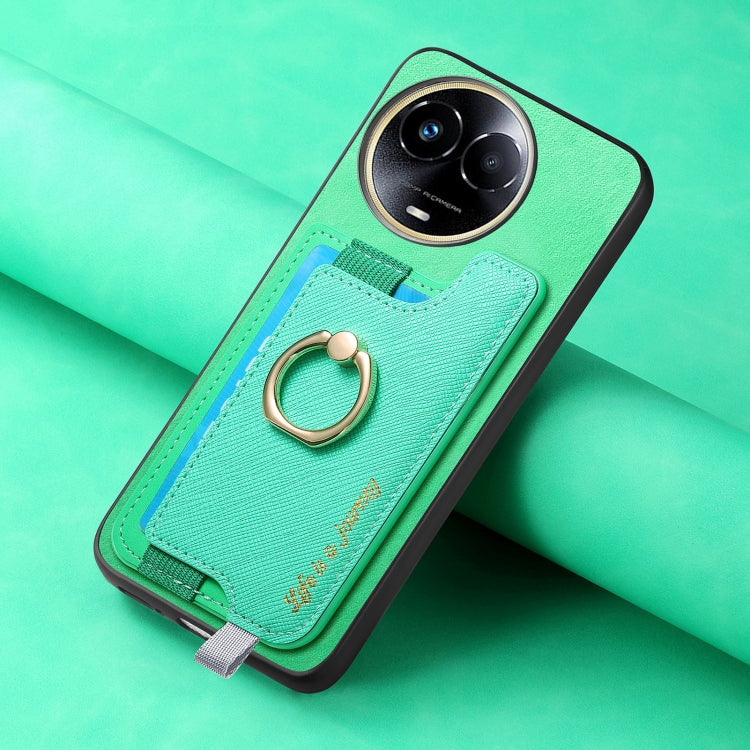 For Realme 11 4G Global Retro Magsafe Cross Leather Ring Holder Card Bag Phone Case