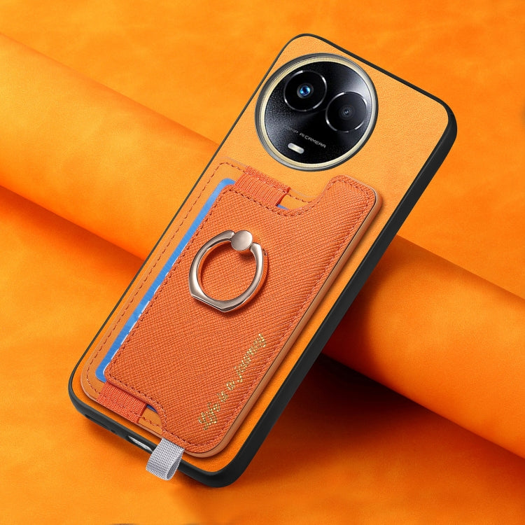 For Realme 11 5G Global Retro Magsafe Cross Leather Ring Holder Card Bag Phone Case
