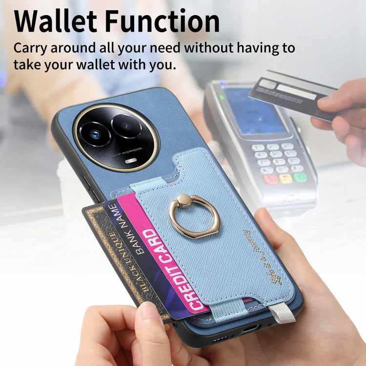 For Realme 11 5G Global Retro Magsafe Cross Leather Ring Holder Card Bag Phone Case
