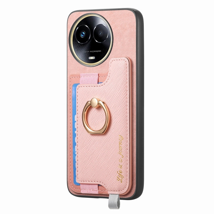 For Realme 11 5G Global Retro Magsafe Cross Leather Ring Holder Card Bag Phone Case