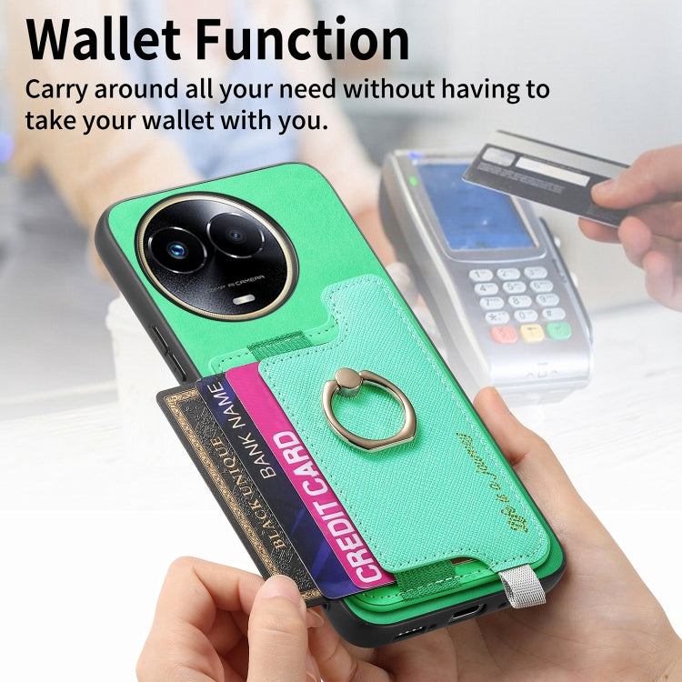For Realme 11 5G Global Retro Magsafe Cross Leather Ring Holder Card Bag Phone Case
