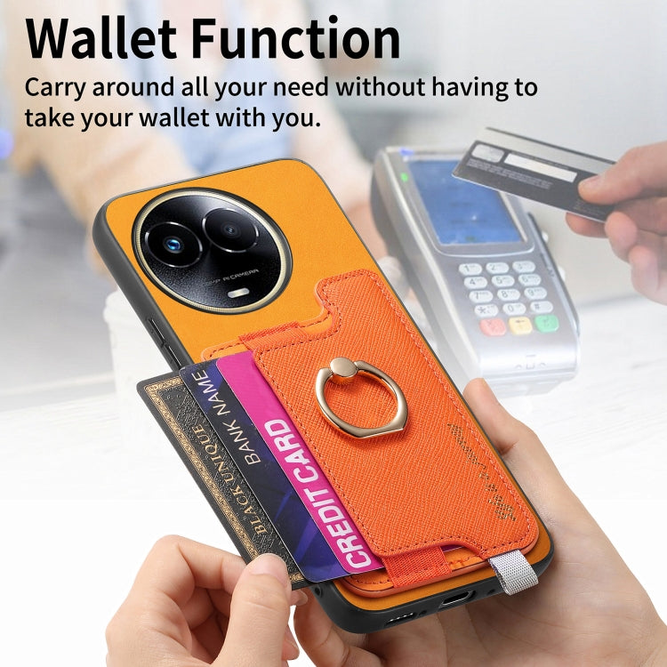 For Realme GT Neo5 SE 5G Retro Magsafe Cross Leather Ring Holder Card Bag Phone Case