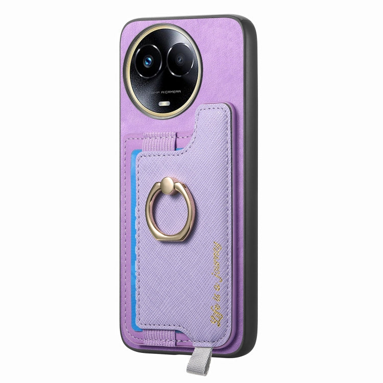 For Realme GT Neo5 SE 5G Retro Magsafe Cross Leather Ring Holder Card Bag Phone Case