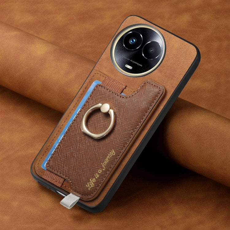 For Realme GT Neo5 SE 5G Retro Magsafe Cross Leather Ring Holder Card Bag Phone Case