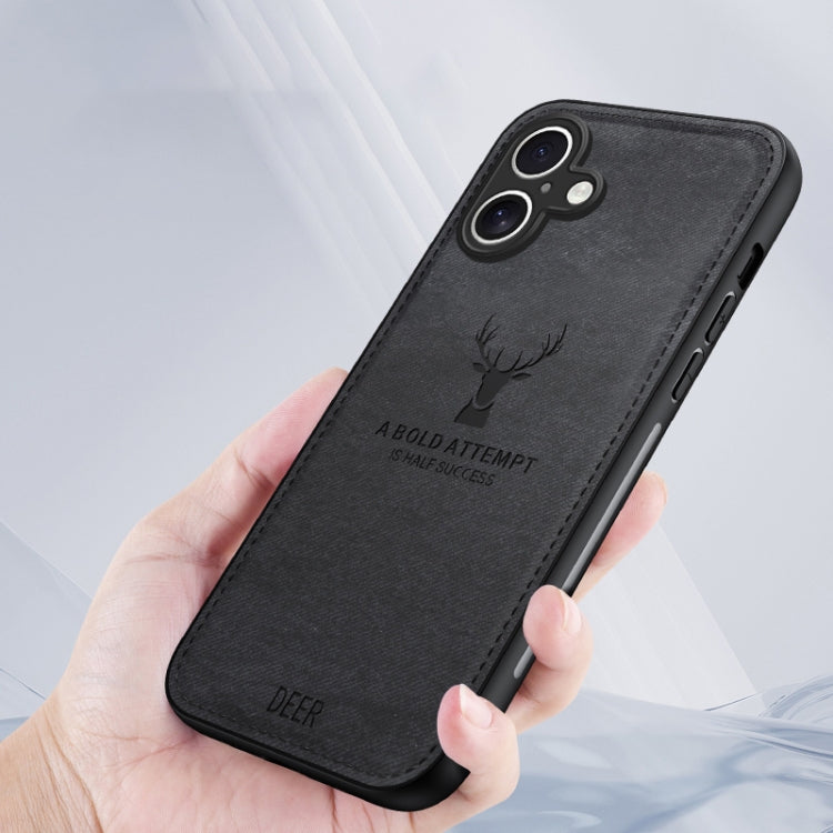 For iPhone 16 Plus Deer Head Cloth Skin All-inclusive Phone Case