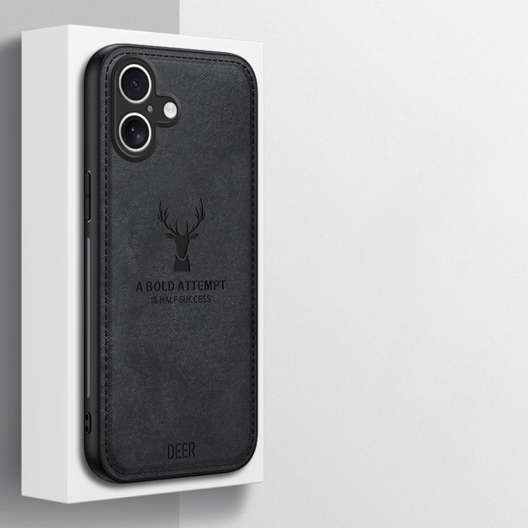 For iPhone 16 Deer Head Cloth Skin All-inclusive Phone Case