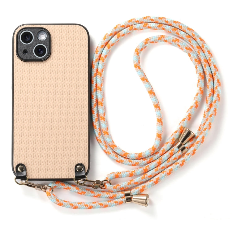 For iPhone 11 Carbon Fiber Texture Leather Back Phone Case with Crossbody Strap